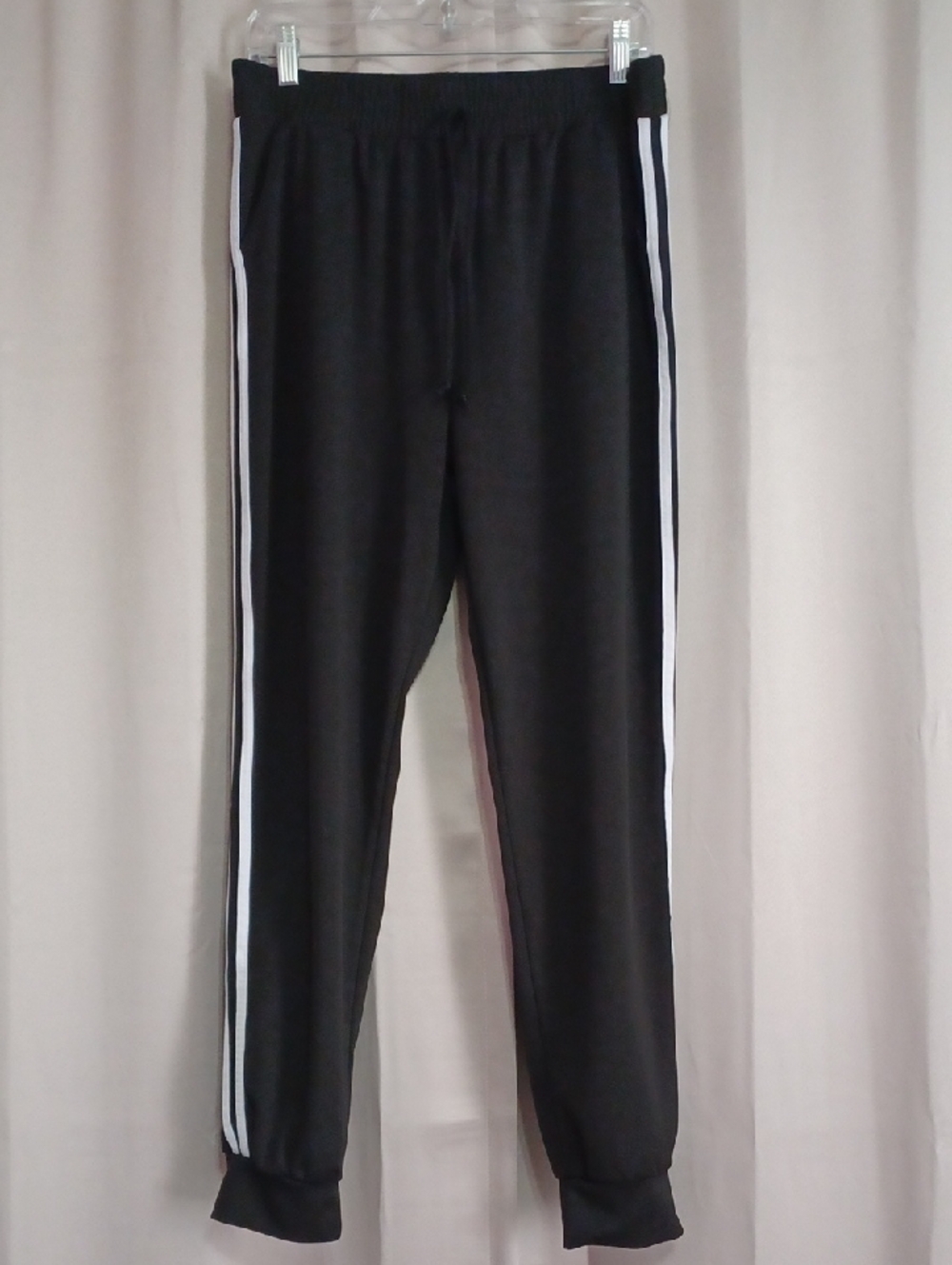 Sheila Rose Black Joggers White Side Stripes Pockets Stretch